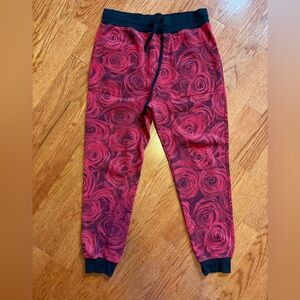Carbon Red & black Floral unisex Sweatpants, size XL
